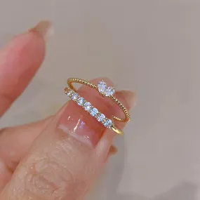 Toleet Luxury Zircon Heart Rings for Women Opening Adjustable Weave Rhinestone Ring Engagement Wedding Jewelry Fashion Girlfriend Gifts