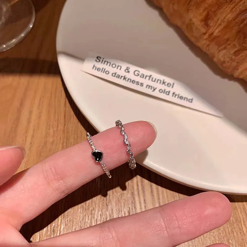 Toleet Luxury Zircon Heart Rings for Women Opening Adjustable Weave Rhinestone Ring Engagement Wedding Jewelry Fashion Girlfriend Gifts