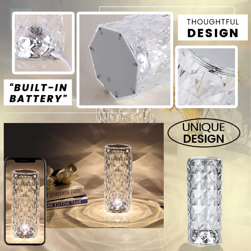 ✨Touching Control Rose Crystal Lamp🌹Free shipping