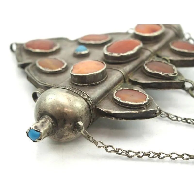 Turkmen Amulet Case Mountain Shape Antique Pendant -19