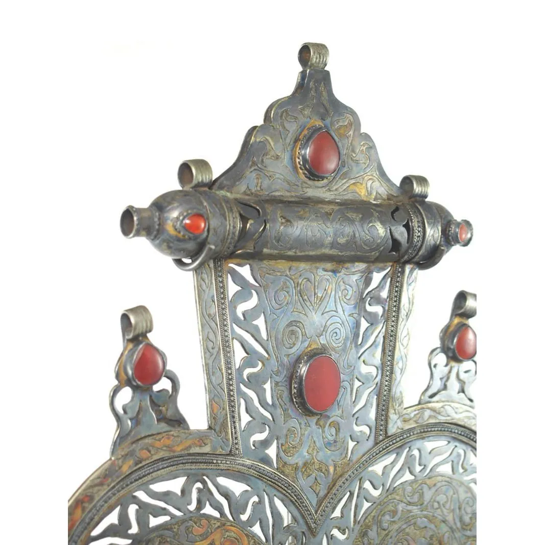 Turkmen Asyk Cordiform Heart Shape Antique Pendant with Dagdan Protective Birds-02