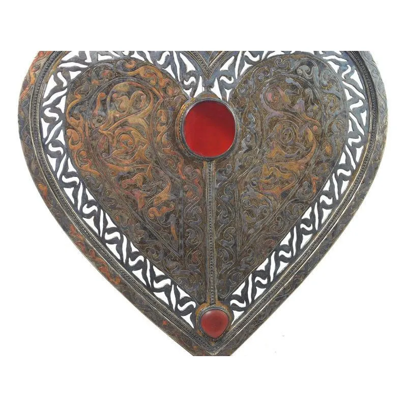Turkmen Asyk Cordiform Heart Shape Antique Pendant with Dagdan Protective Birds-02
