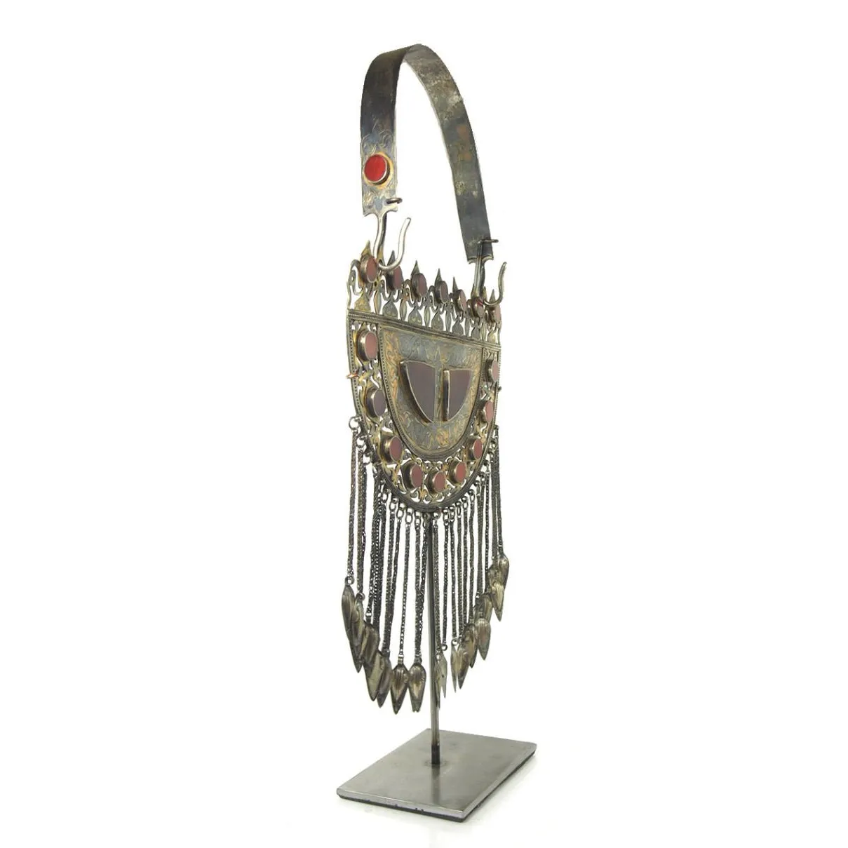 Turkmen Half Moon Shape Torque Necklace Antique Pendant-14