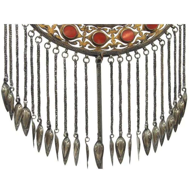 Turkmen Half Moon Shape Torque Necklace Antique Pendant-14