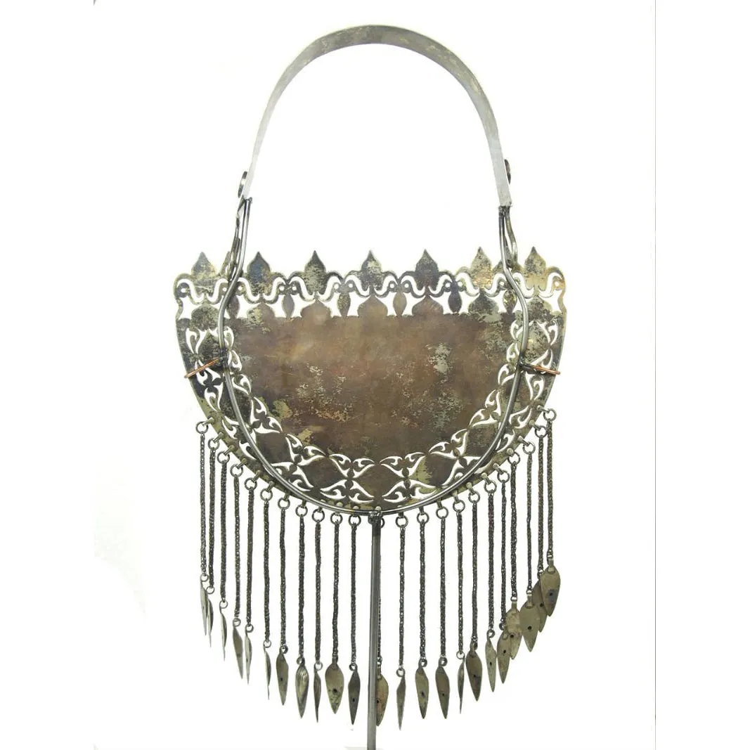 Turkmen Half Moon Shape Torque Necklace Antique Pendant-14