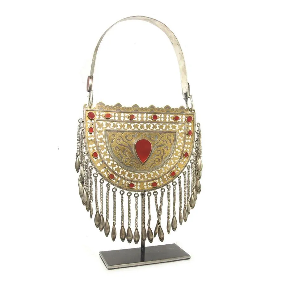 Turkmen Half Moon Shape Torque Necklace Pendant - 15