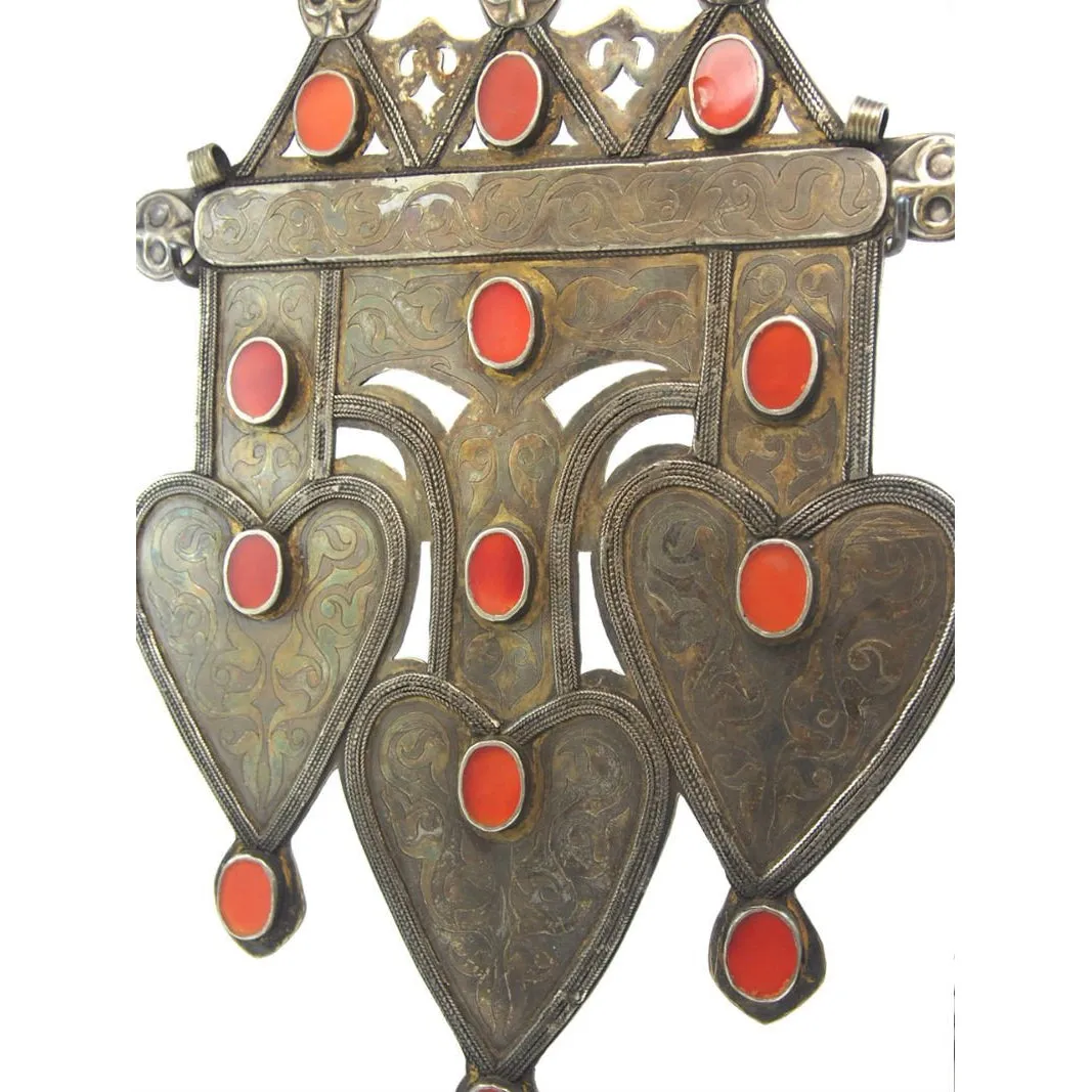 Turkmen Triple Cordiform Heart Shape Pendant-08