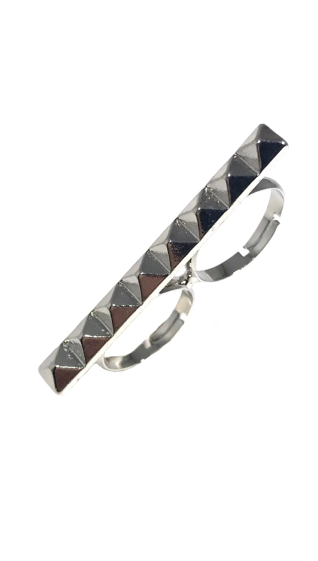 Two Finger Pyramid Bar Accent Ring in Gold or Silver