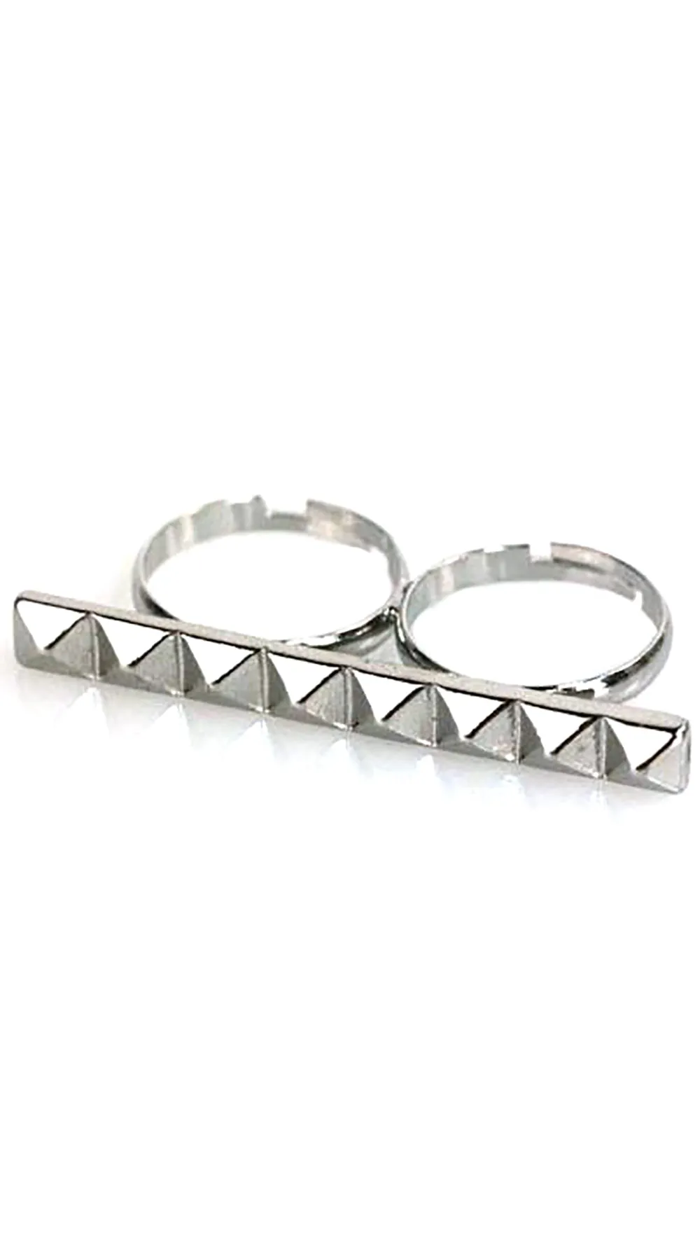 Two Finger Pyramid Bar Accent Ring in Gold or Silver