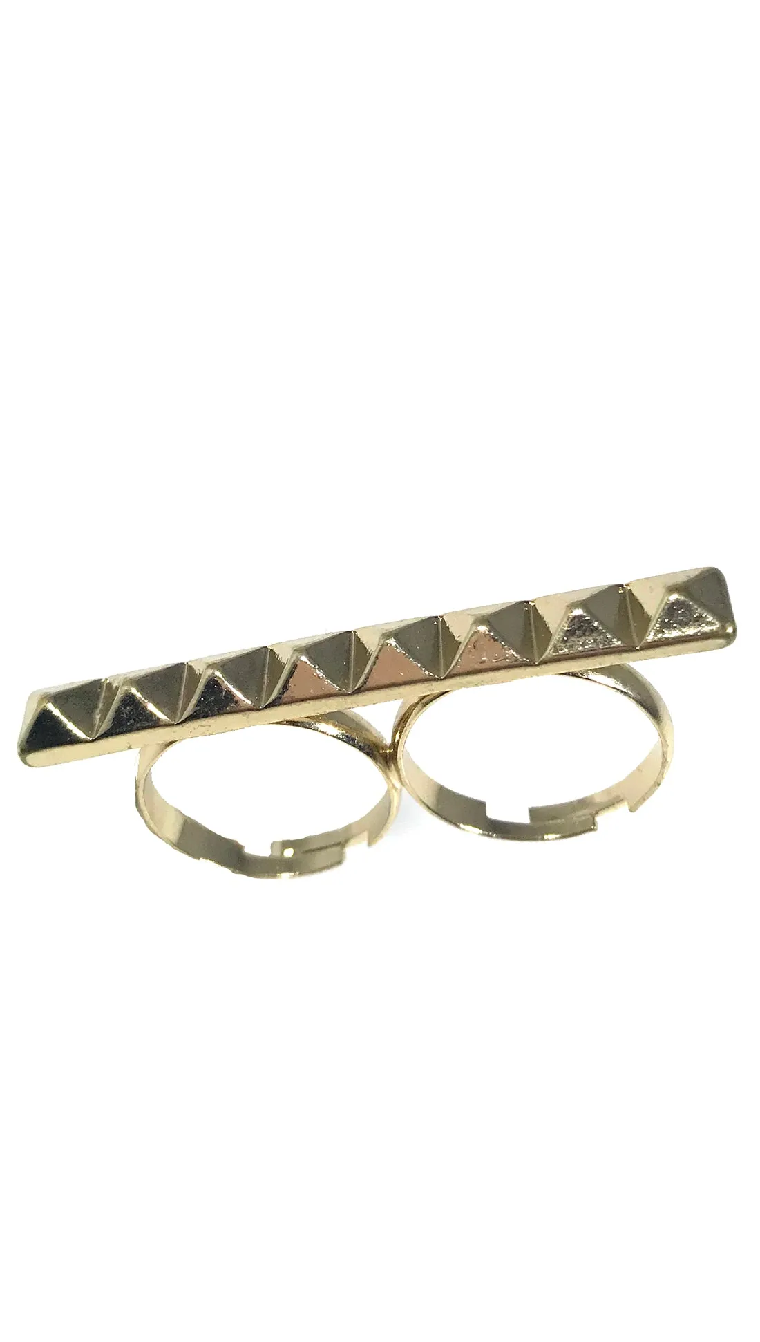 Two Finger Pyramid Bar Accent Ring in Gold or Silver