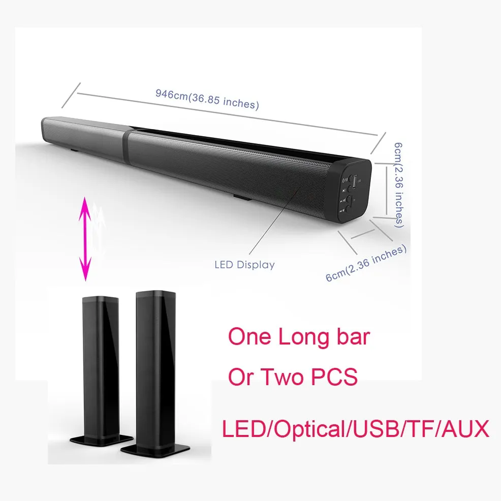 Ultra Slim 37 Inch 60W Bluetooth TV Soundbar