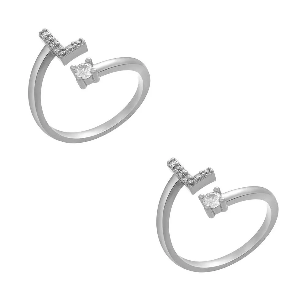 US Charm Initial Letter Ring Alphabet A-Z Gold Silver Adjustable Open Bands Ring
