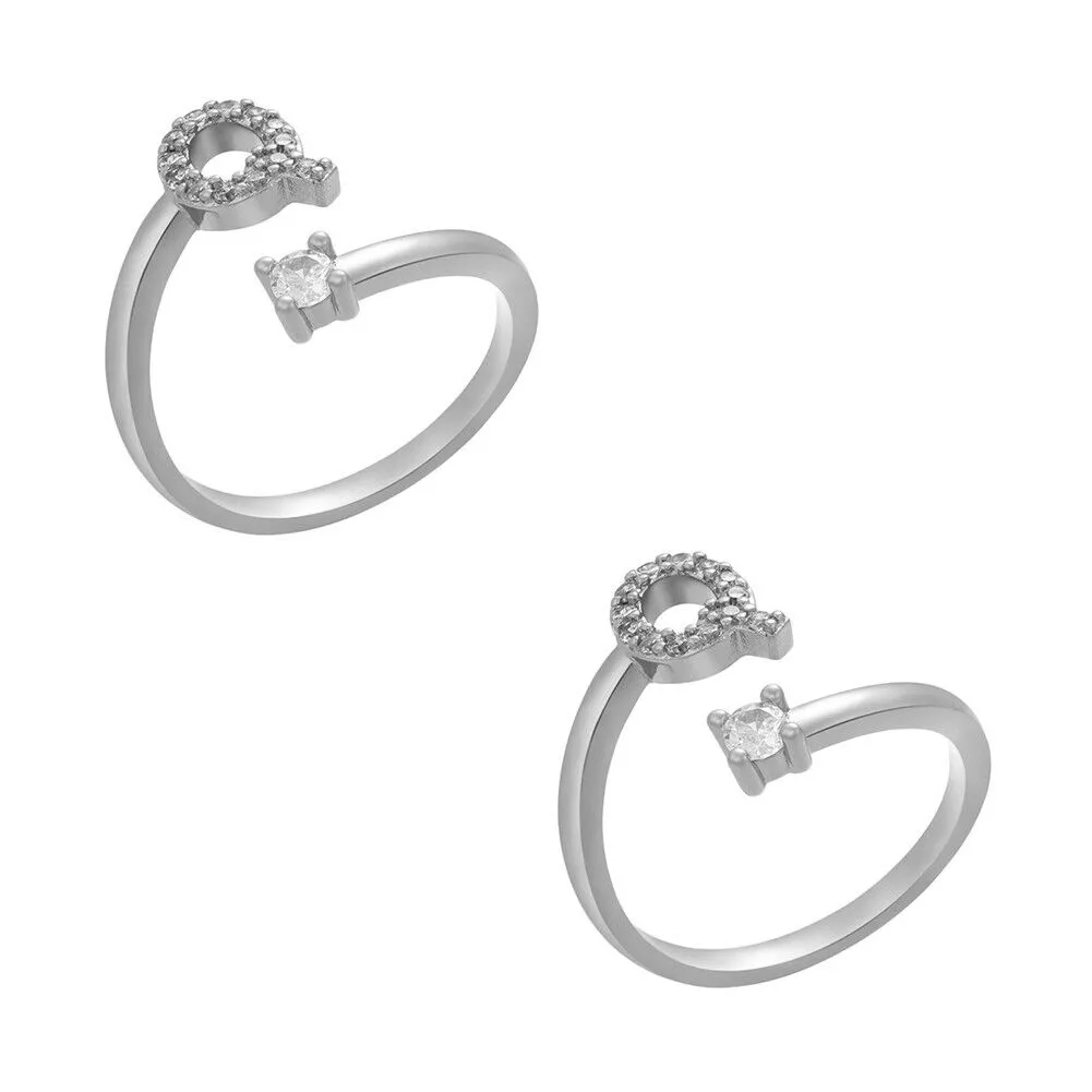 US Charm Initial Letter Ring Alphabet A-Z Gold Silver Adjustable Open Bands Ring