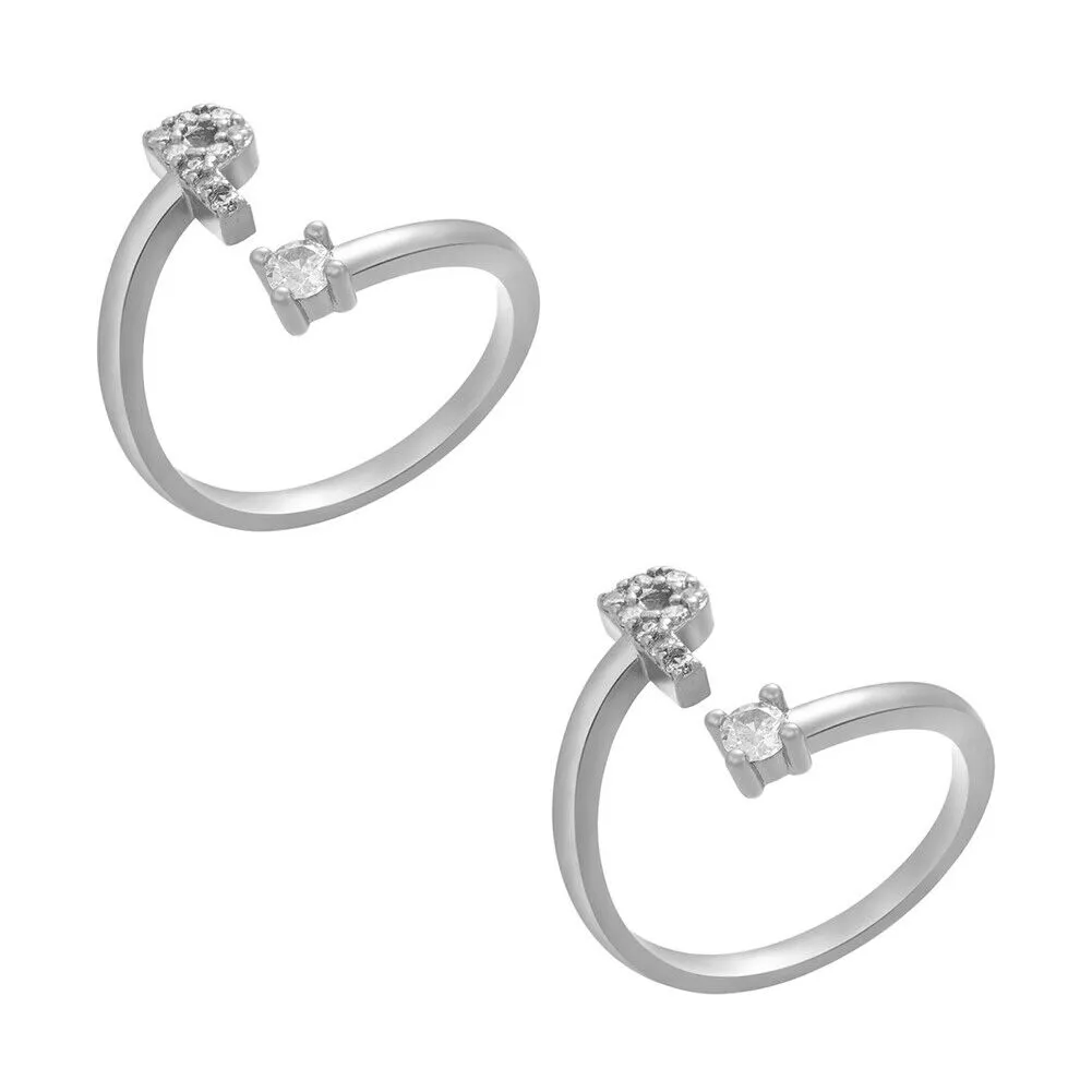 US Charm Initial Letter Ring Alphabet A-Z Gold Silver Adjustable Open Bands Ring