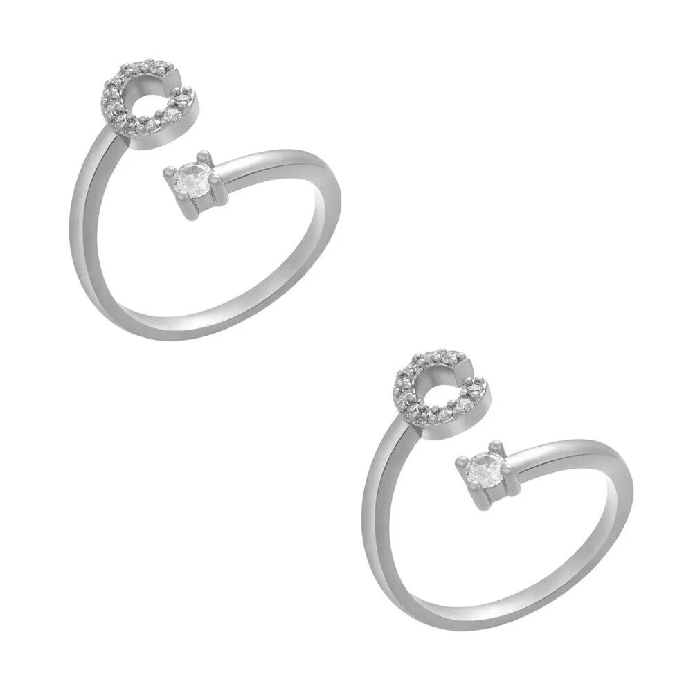 US Charm Initial Letter Ring Alphabet A-Z Gold Silver Adjustable Open Bands Ring