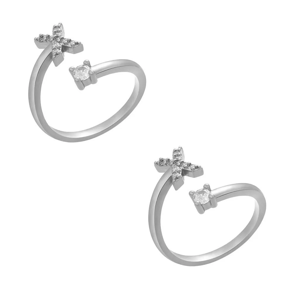 US Charm Initial Letter Ring Alphabet A-Z Gold Silver Adjustable Open Bands Ring