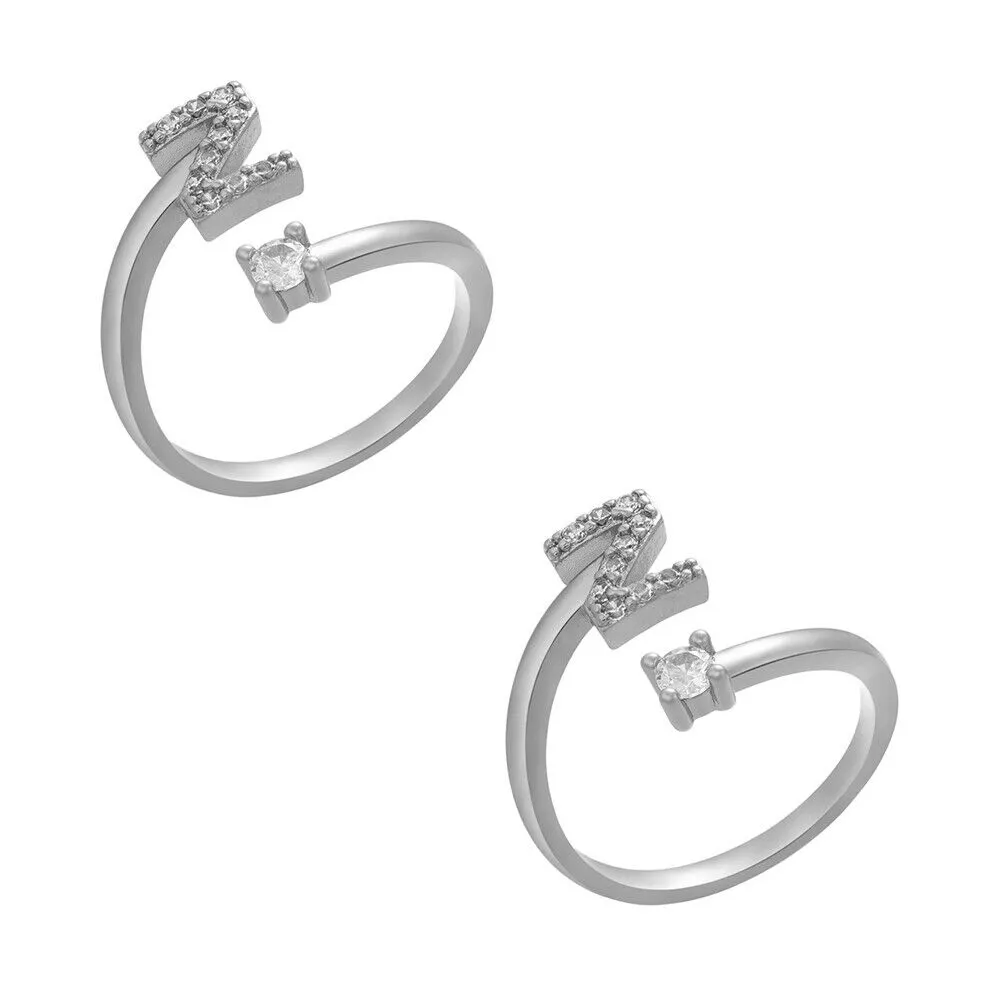 US Charm Initial Letter Ring Alphabet A-Z Gold Silver Adjustable Open Bands Ring