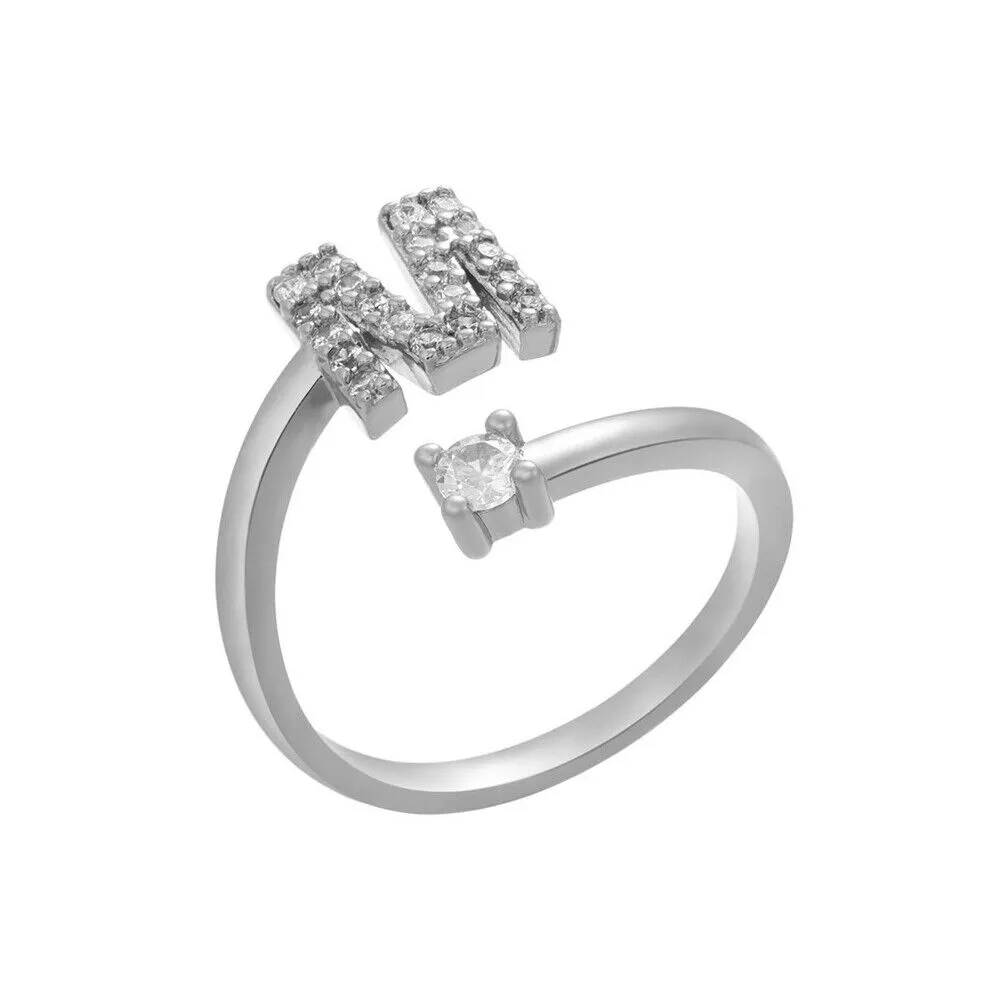 US Charm Initial Letter Ring Alphabet A-Z Gold Silver Adjustable Open Bands Ring