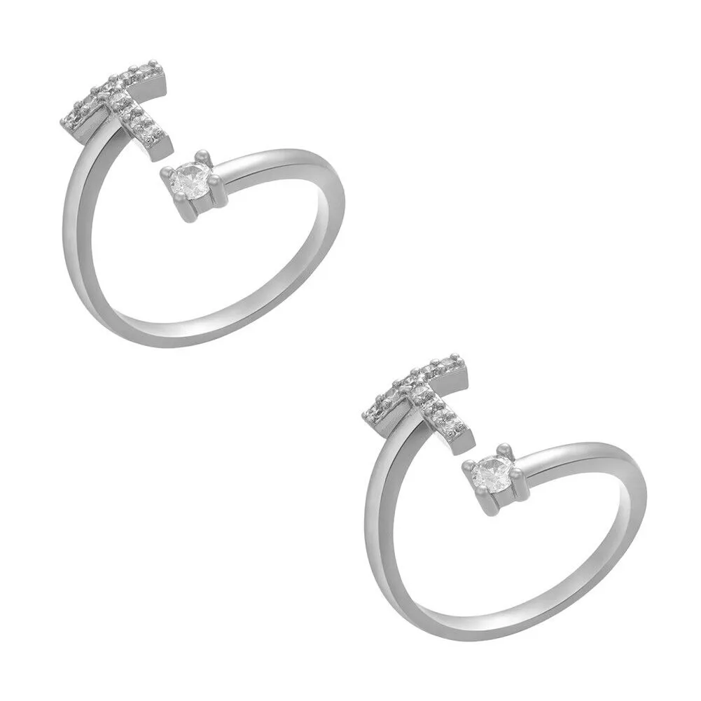 US Charm Initial Letter Ring Alphabet A-Z Gold Silver Adjustable Open Bands Ring