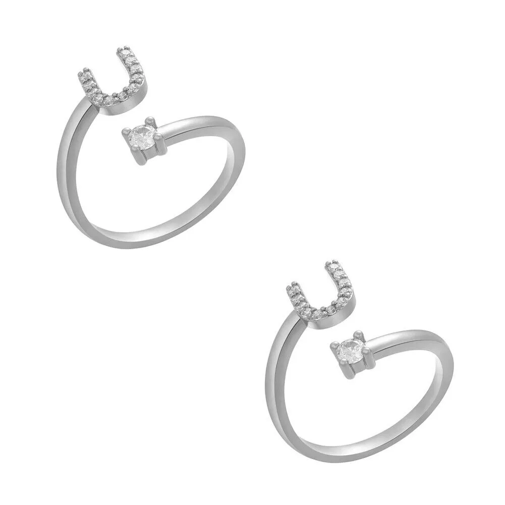 US Charm Initial Letter Ring Alphabet A-Z Gold Silver Adjustable Open Bands Ring