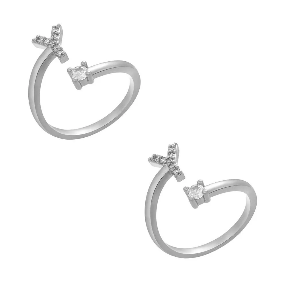 US Charm Initial Letter Ring Alphabet A-Z Gold Silver Adjustable Open Bands Ring