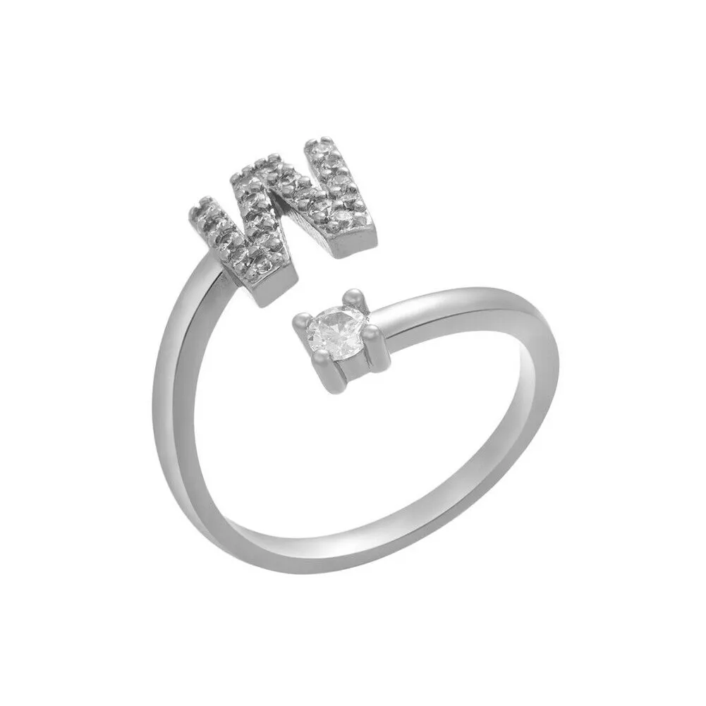 US Charm Initial Letter Ring Alphabet A-Z Gold Silver Adjustable Open Bands Ring
