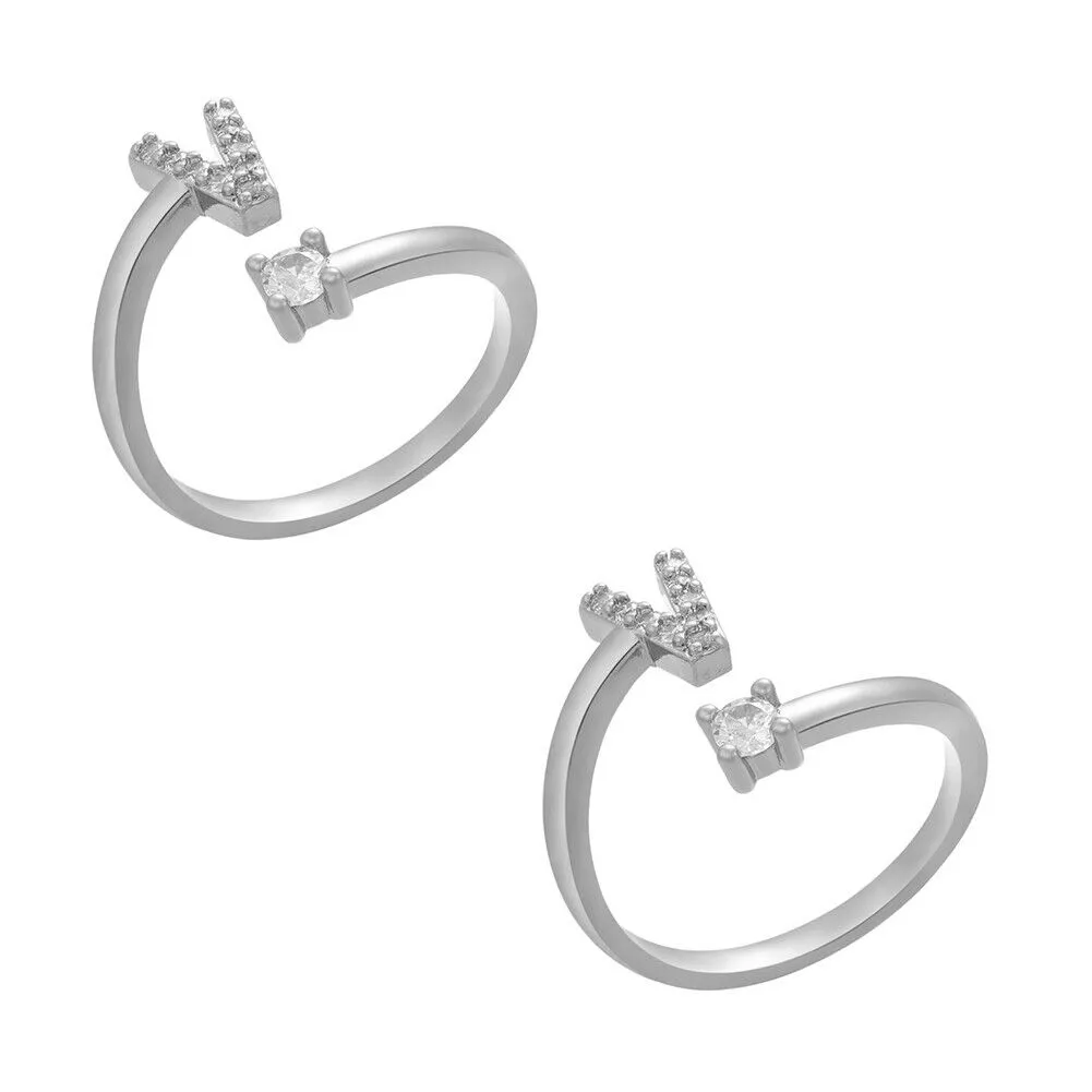 US Charm Initial Letter Ring Alphabet A-Z Gold Silver Adjustable Open Bands Ring
