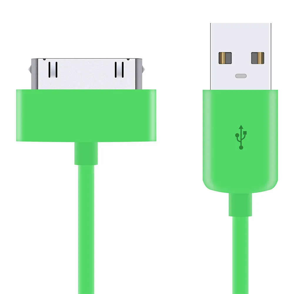 USB to 30 Pin Green 3 Metre Charger Cable for iPhone 4