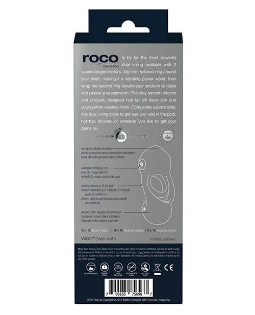 VeDO ROCO Rechargeable Dual Motor Ring - Just Black