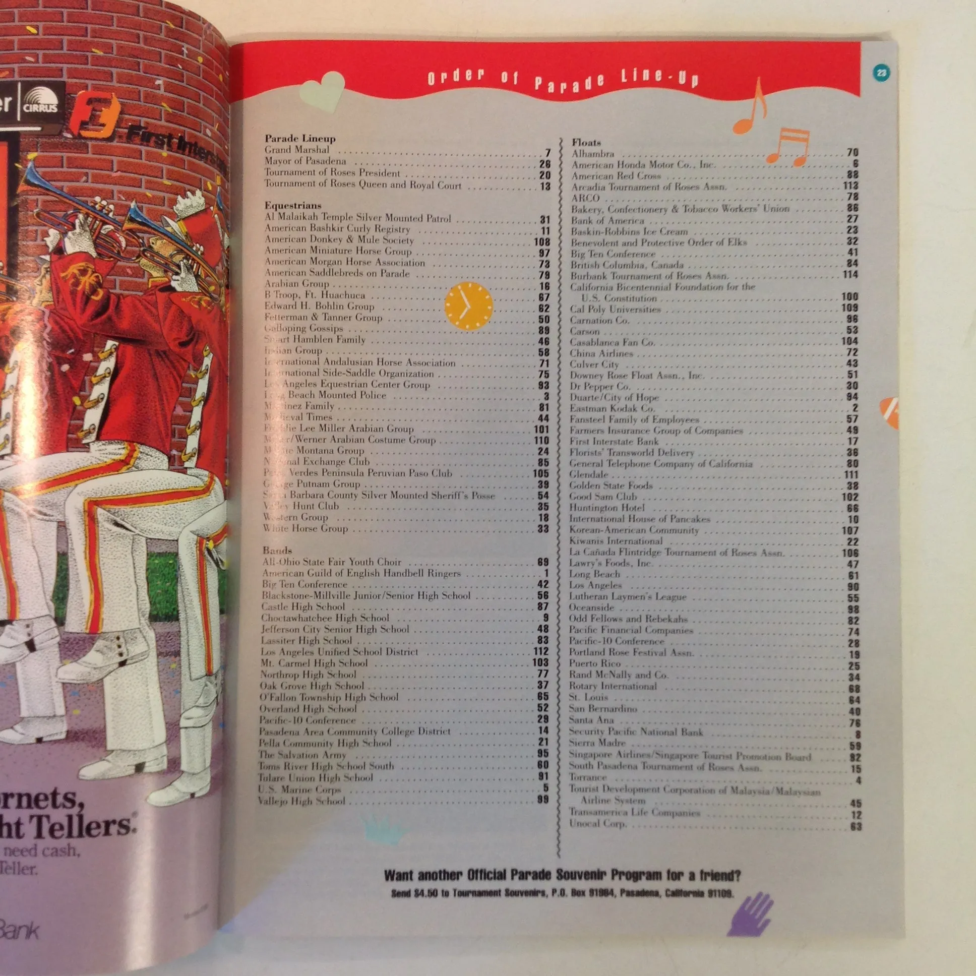 Vintage Official 1988 99th Tournament of Roses Thanks to Communication Souvenir Parade Program