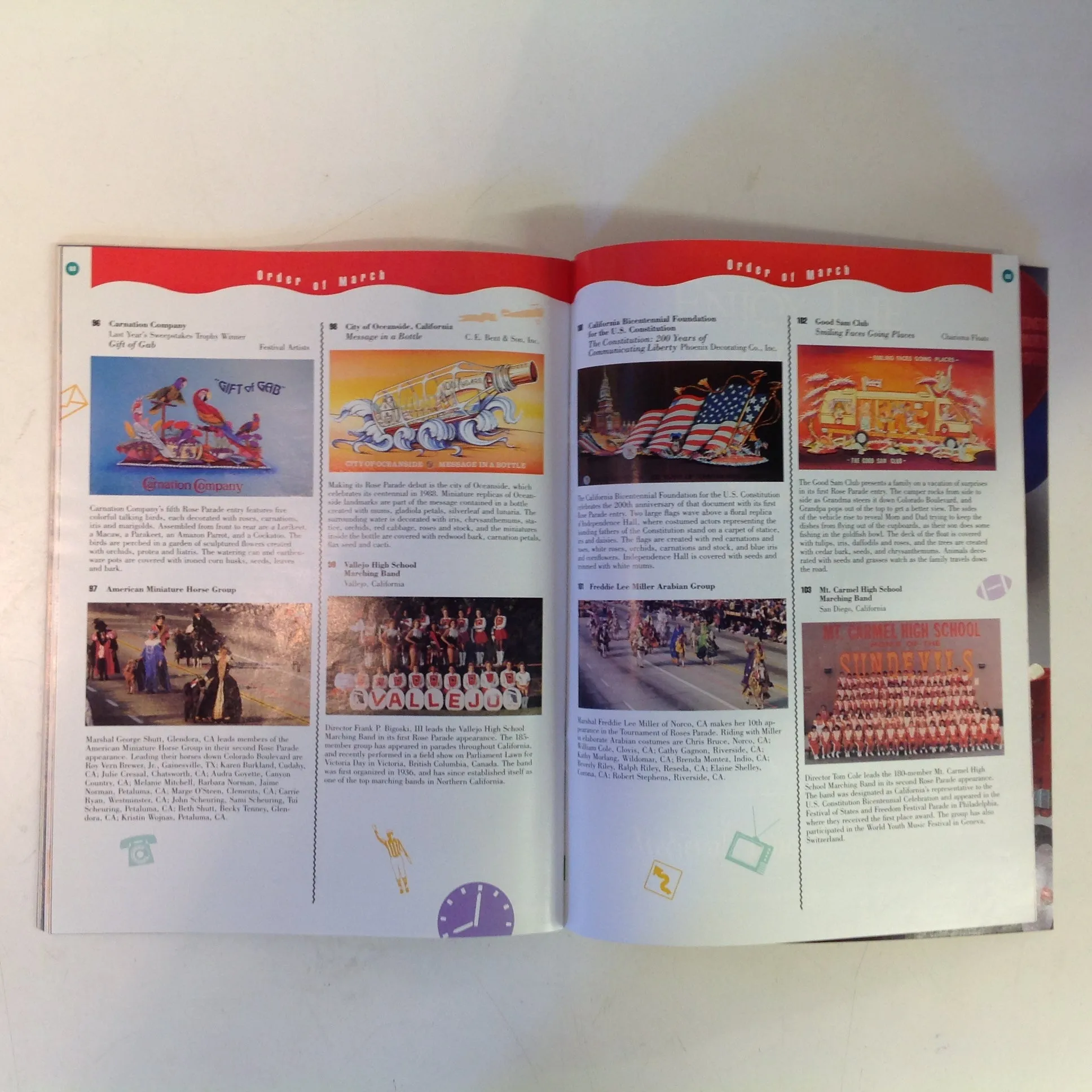 Vintage Official 1988 99th Tournament of Roses Thanks to Communication Souvenir Parade Program