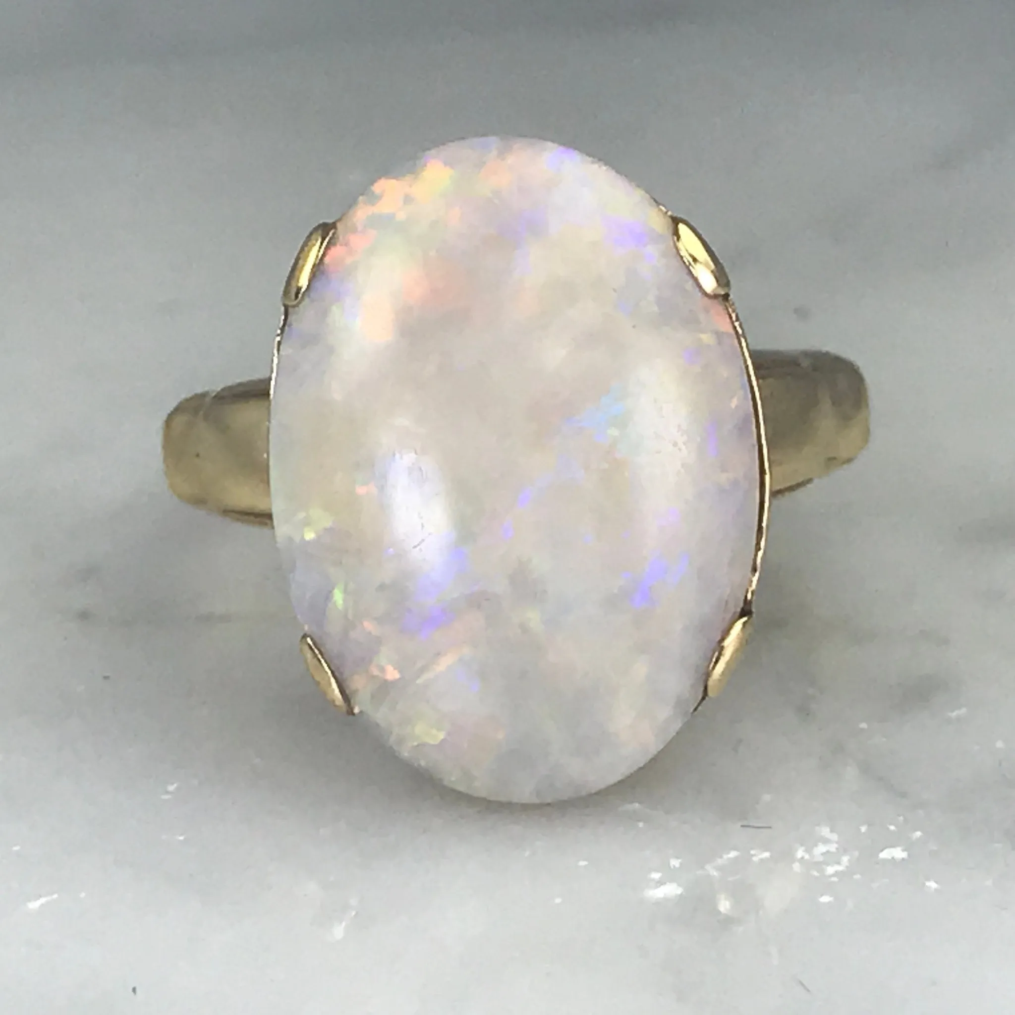 Vintage Opal Statement Engagement Ring. 14K Yellow Gold. October Birthstone. 14th Anniversary.