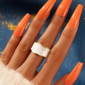 Vintage White Enamel Geometric Adjustable Ring