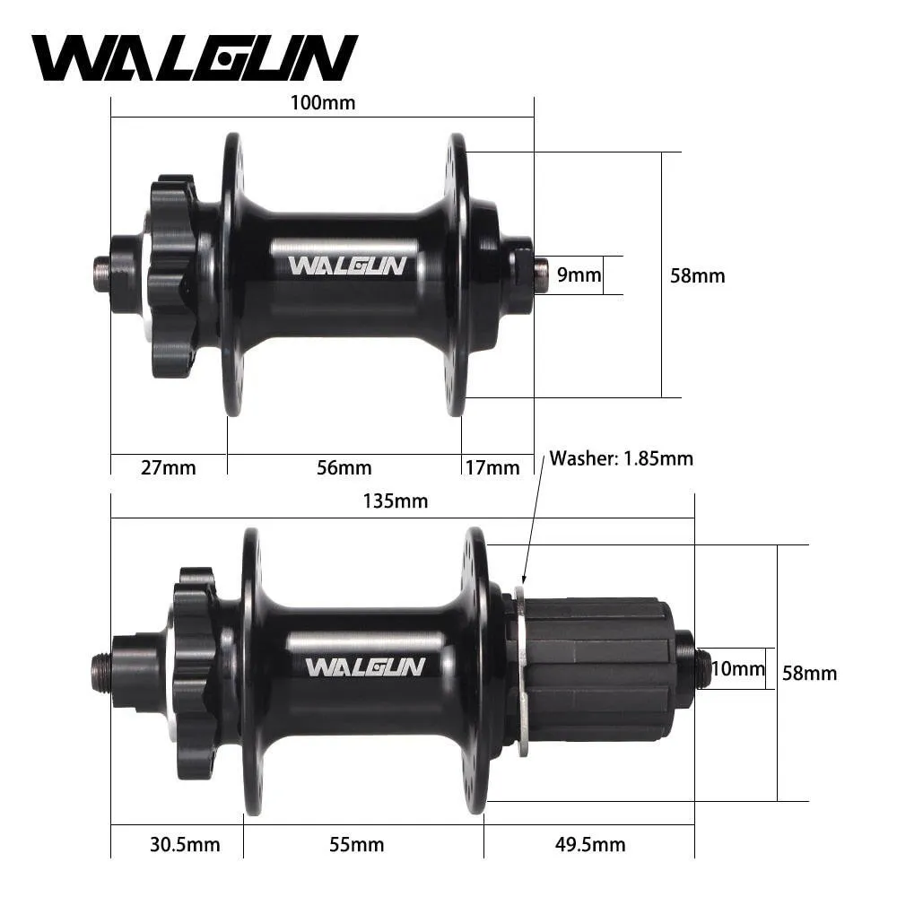 WALGUN Bike Hub 135MM MTB front rear bicycle hubs Quick Release set 32H 36H Disc Brake Hub for 8 9 10 11 Speed Bike Parts