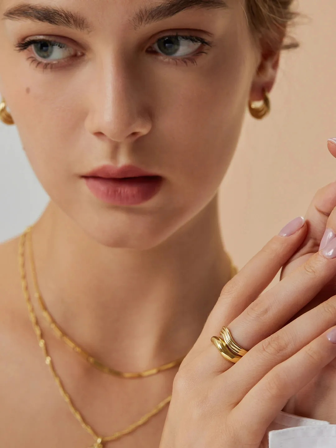 Wavy Trio Open Ring