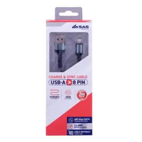White Charge & Sync USB A To 8 Pin PVC Cable - 200cm