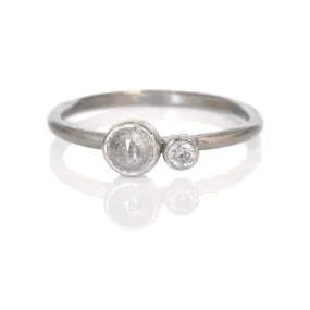 White Double Diamond Ring in Palladium White Gold