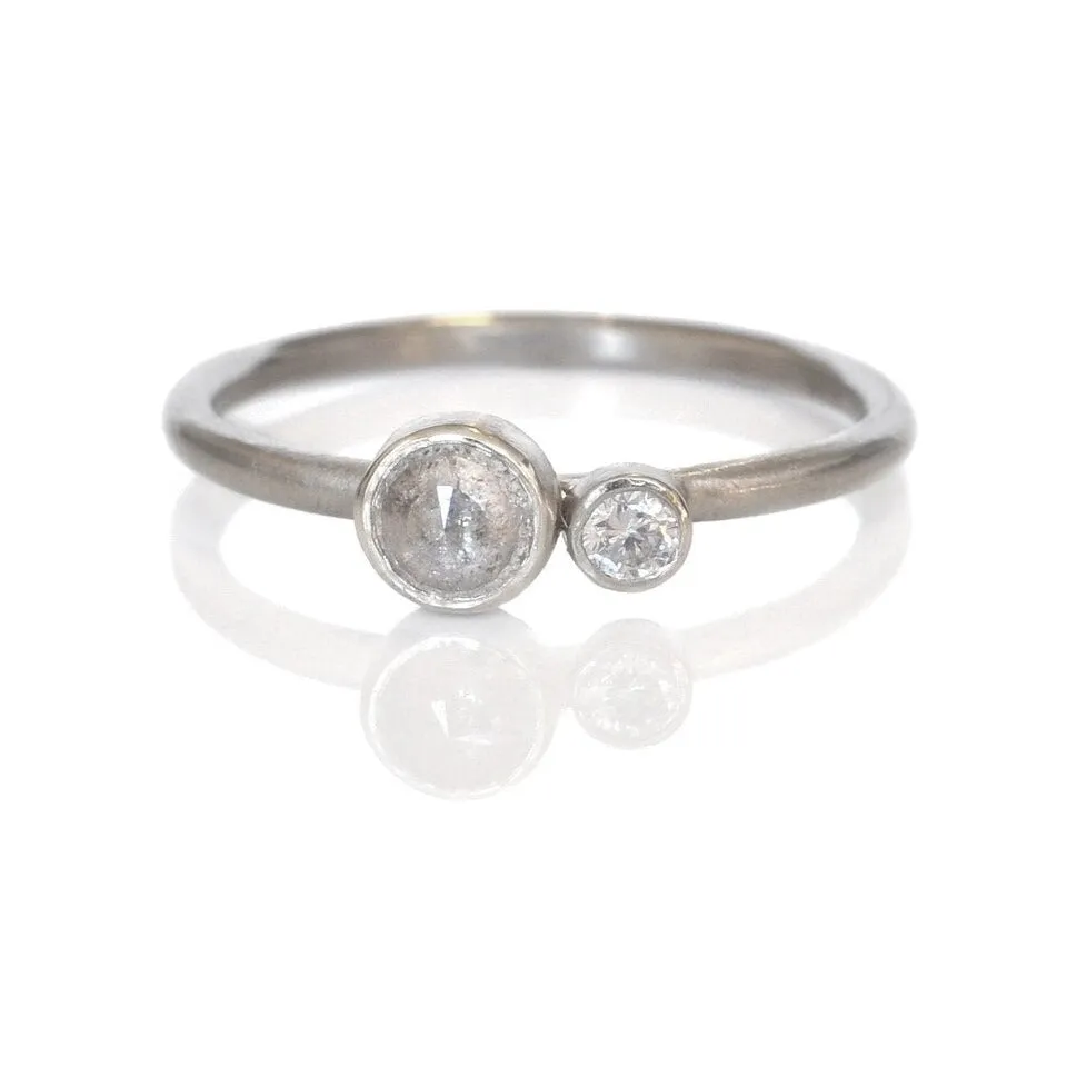 White Double Diamond Ring in Palladium White Gold