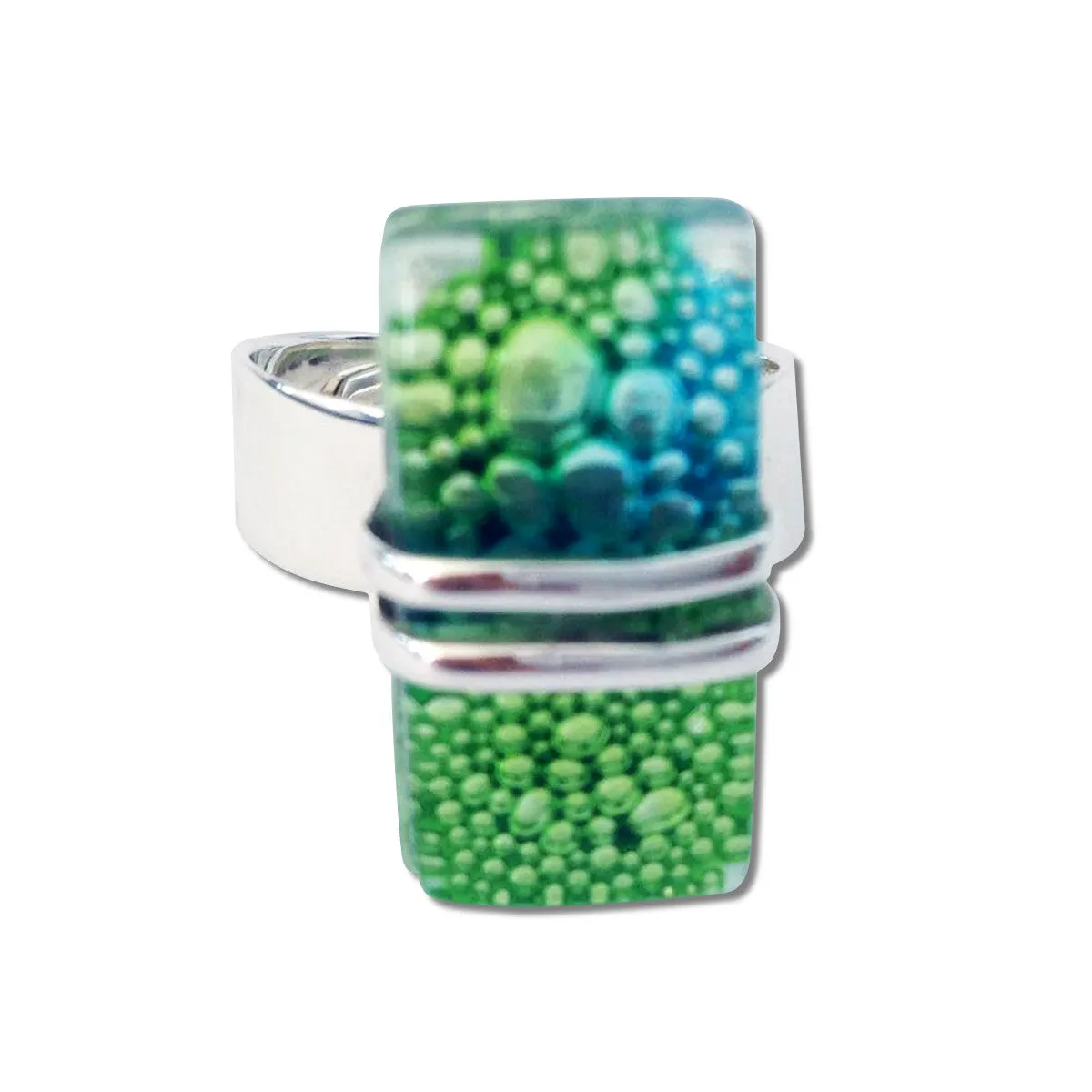 Wrap Blown Glass Ring - Aqua