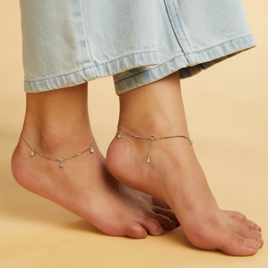 Zavya Drop Rhodium plated 925 Sterling Silver Anklet