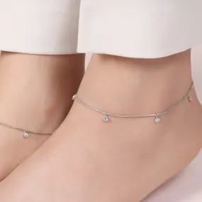 Zavya Drop Rhodium plated 925 Sterling Silver Anklet