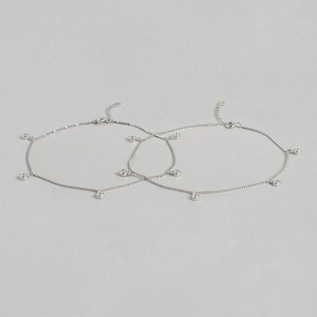 Zavya Drop Rhodium plated 925 Sterling Silver Anklet