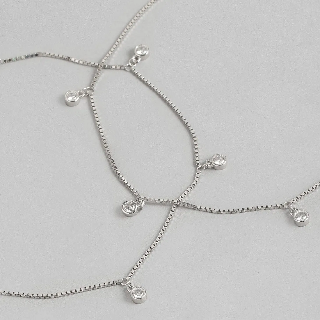 Zavya Drop Rhodium plated 925 Sterling Silver Anklet