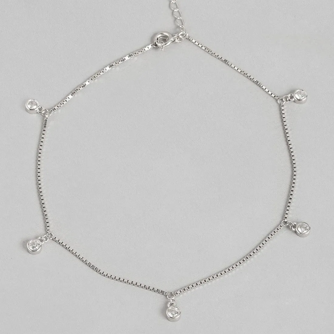Zavya Drop Rhodium plated 925 Sterling Silver Anklet
